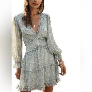 Green V-Neck Dress